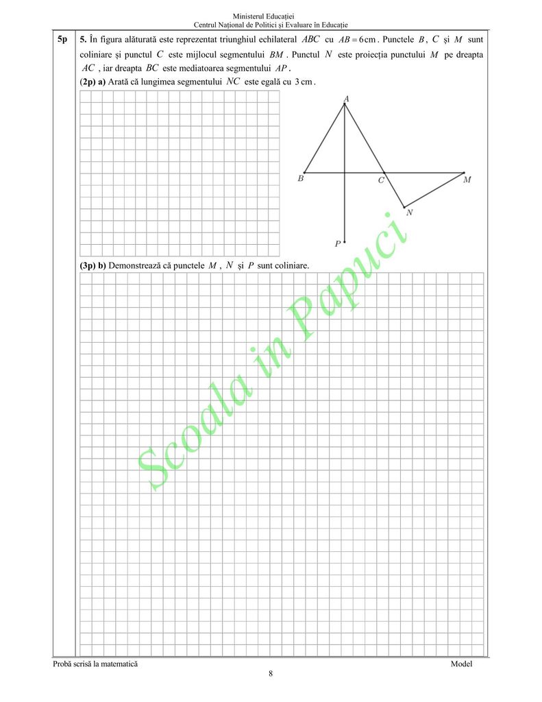 Model Evaluarea Națională 2025 - Matematică - P8