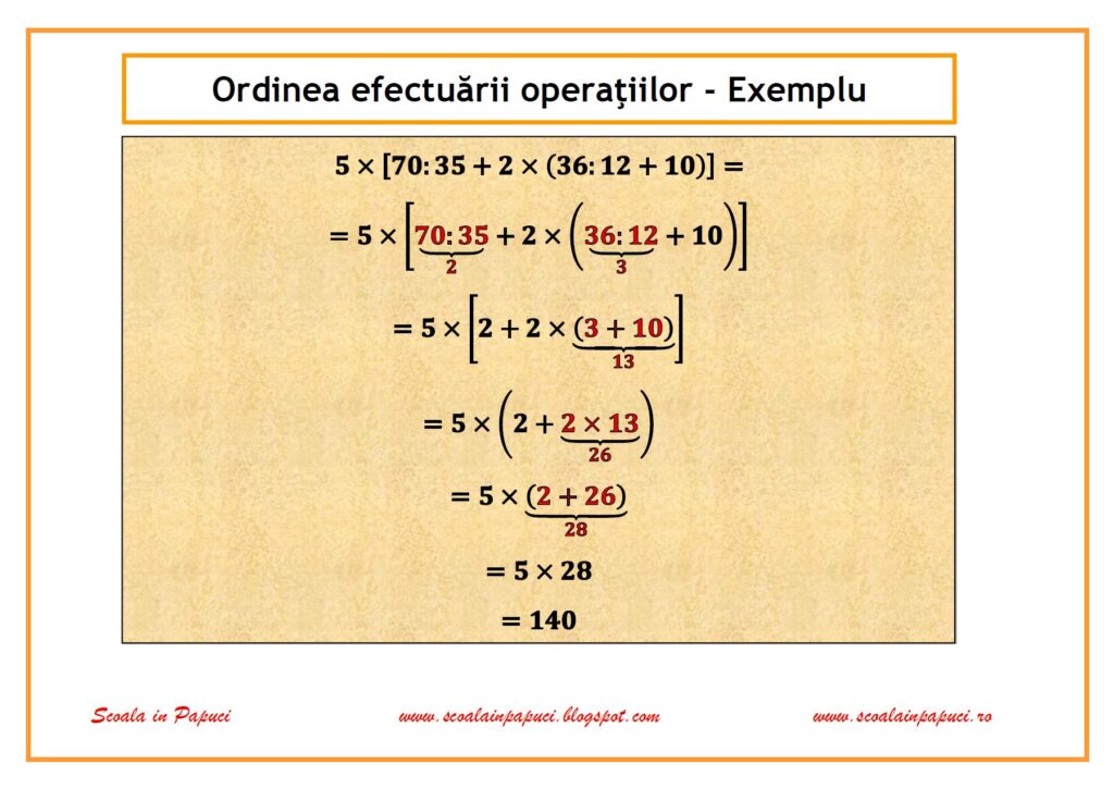Ordinea efectuării operaţiilor - Exemplu