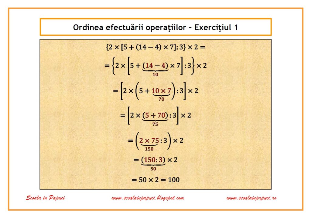 Ordinea efectuării operaţiilor