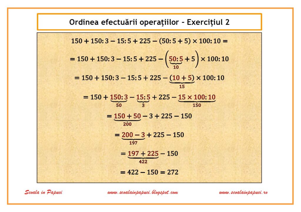 Ordinea efectuării operaţiilor