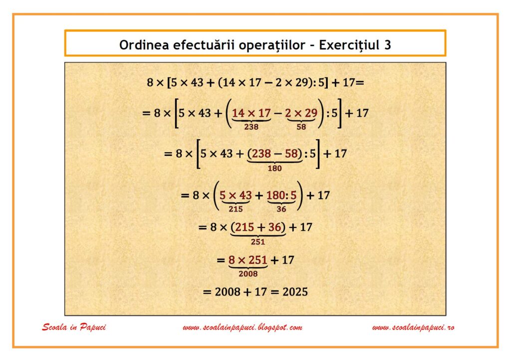 Ordinea efectuării operaţiilor