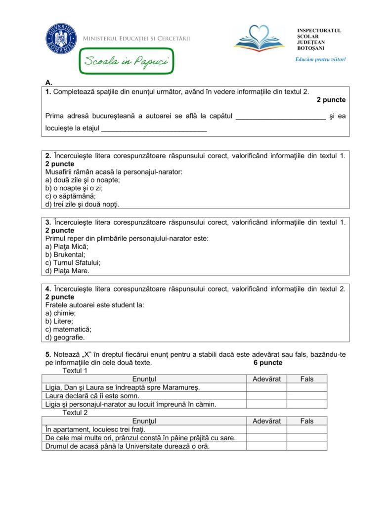 ISJ Botosani - Simulare EN 2026 - LLR - Varianta 1 - Septembrie 2025