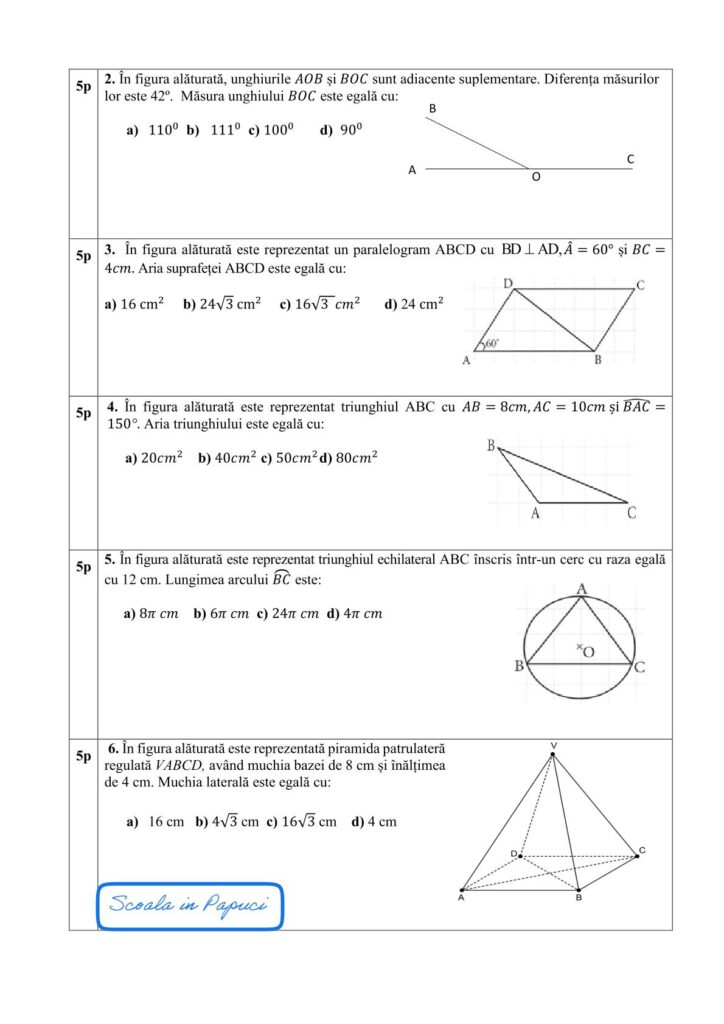 Test de antrenament nr. 2 - Matematică - Evaluarea națională 2026 - ISJ Brăila