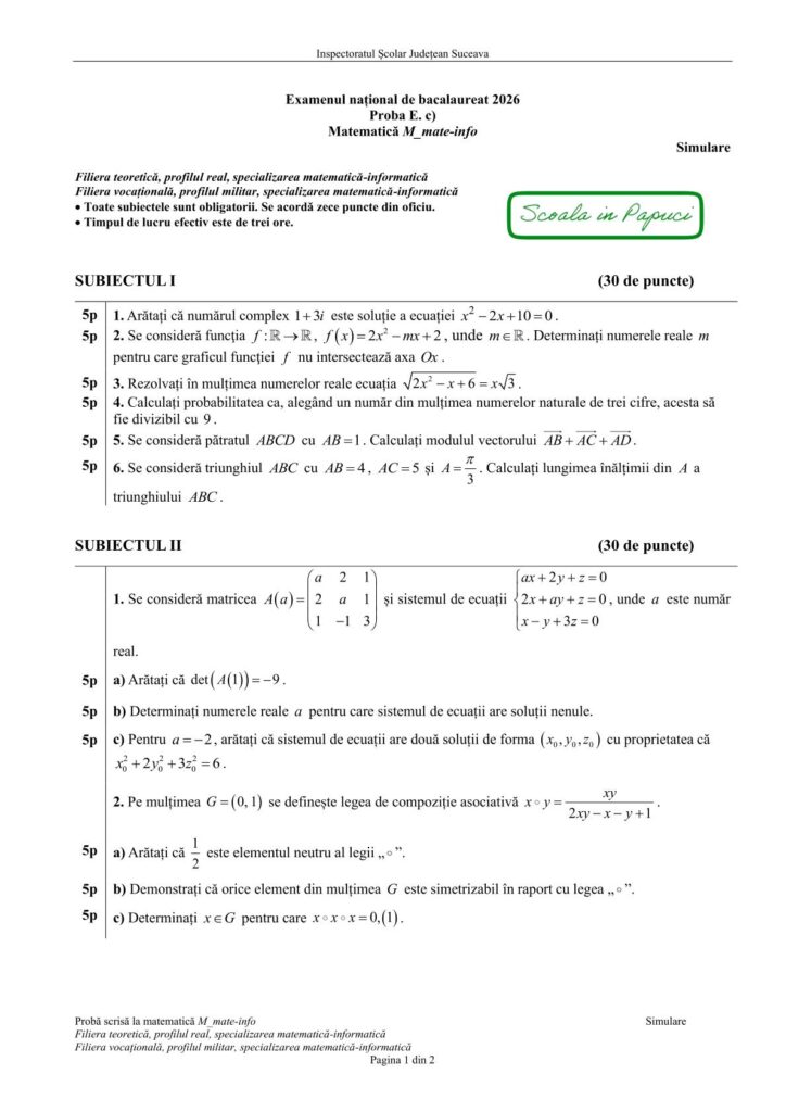 ISJ Suceava - Simulare BAC 2026 - Matematica_MI - Noiembrie 2025 - Subiect - P1