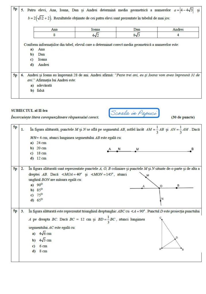 Simulare Evaluarea Națională 2025 - Matematică - 12 Februarie 2025 - ISJ Sibiu 3