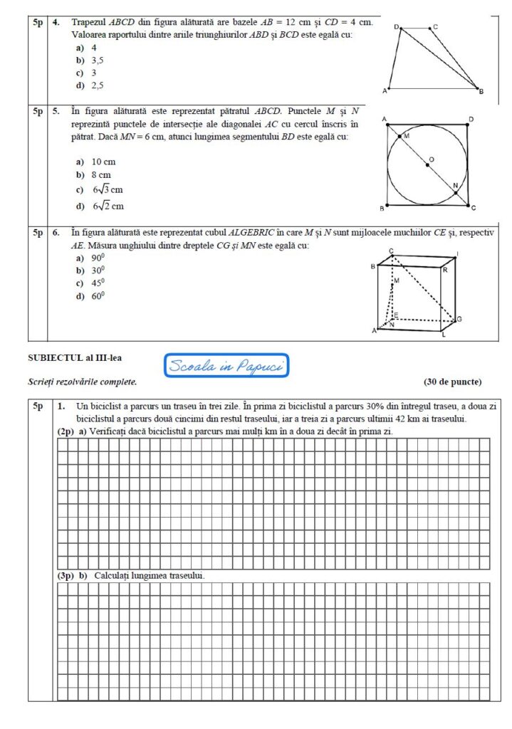 Simulare Evaluarea Națională 2025 - Matematică - 12 Februarie 2025 - ISJ Sibiu 4