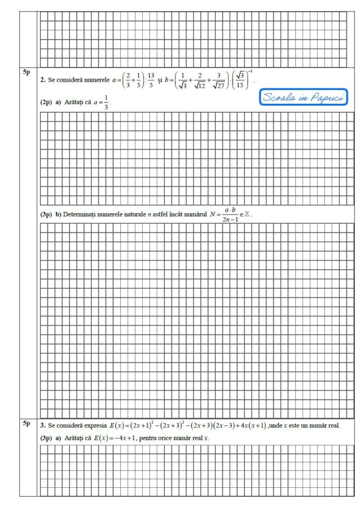 Simulare Evaluarea Națională 2025 - Matematică - 12 Februarie 2025 - ISJ Sibiu 5