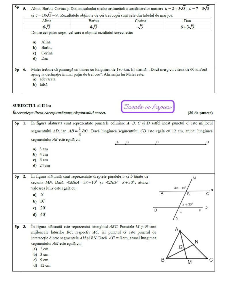 Simulare Evaluarea Națională 2025 - Matematică - 12 Mai 2025 - ISJ Sibiu - P3