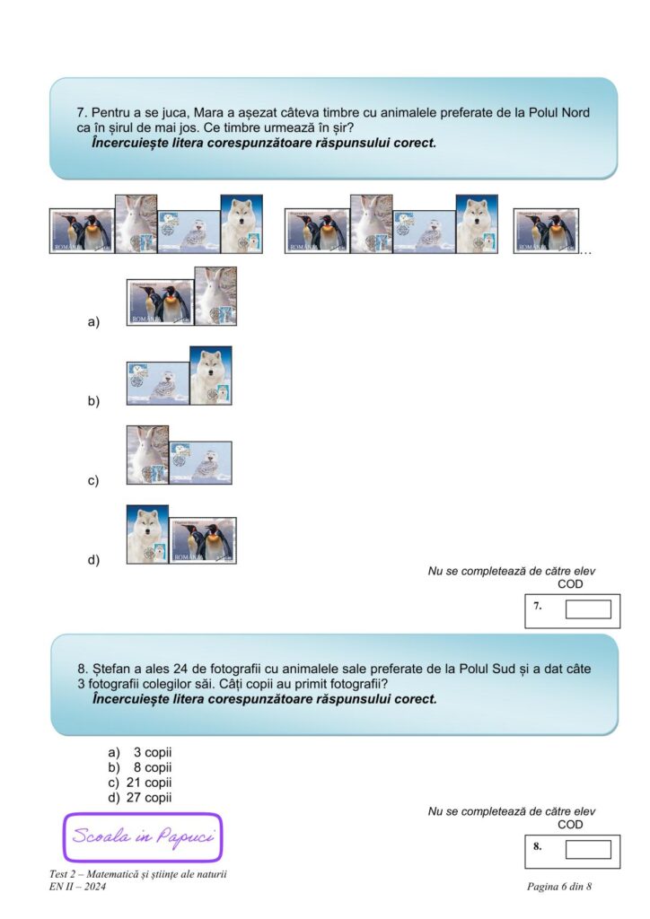 Subiect EN II 2024: Matematică și știinte ale naturii - Test 2 - 16 Mai 2024 - P6