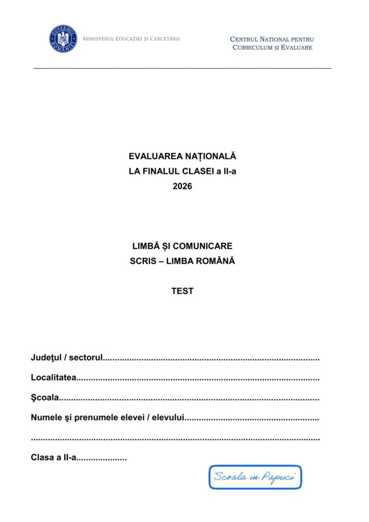 Subiect EN II 2026: Limbă și comunicare scris – Limba română - 12 Mai 2026 - P1