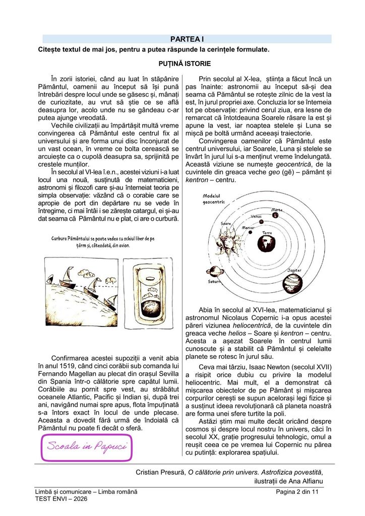 Subiect EN VI 2026: Limbă și comunicare – Limba română - 26 Mai 2026 - P2