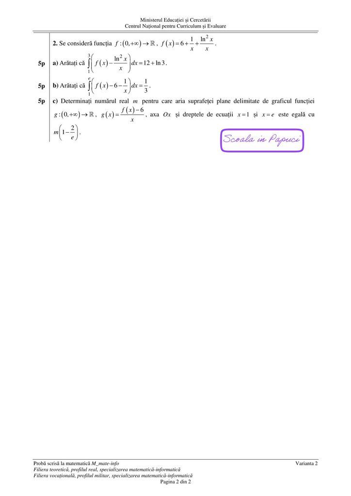 Sesiunea specială - Bacalaureat 2026 - Matematică M_mate-info - 19 Mai 2026 - P2