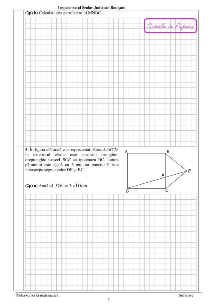 Simulare Evaluarea Națională 2026 - Matematică - Varianta 1 - 5 Mai 2026 - ISJ Botoșani - P7