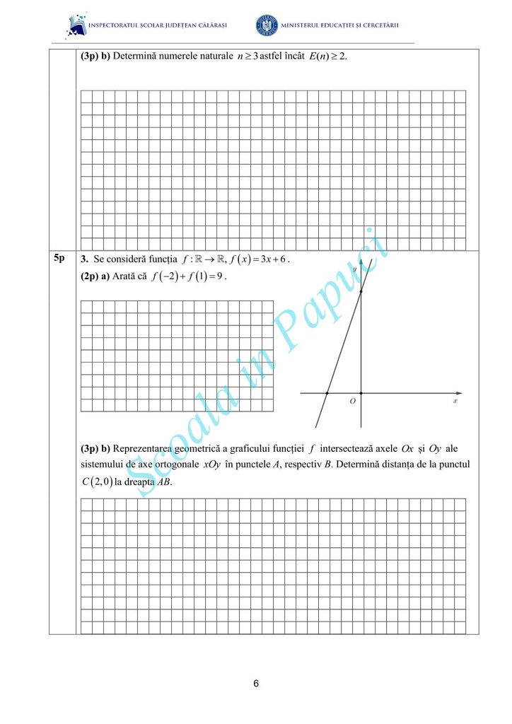 Simulare Evaluarea Națională 2026 - Matematică - 26 Mai 2026 - ISJ Călărași - P6