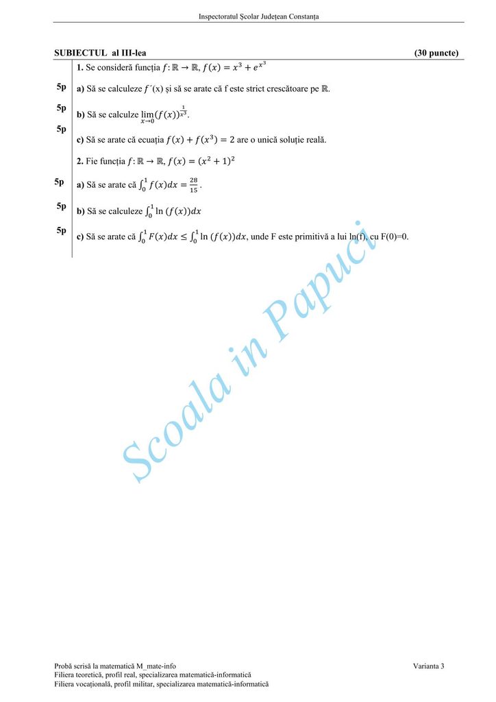 Subiect Simulare Bacalaureat 2026 - Matematică M_mate-info - Varianta 3 - 12 Februarie 2026 - ISJ Constanța - P2