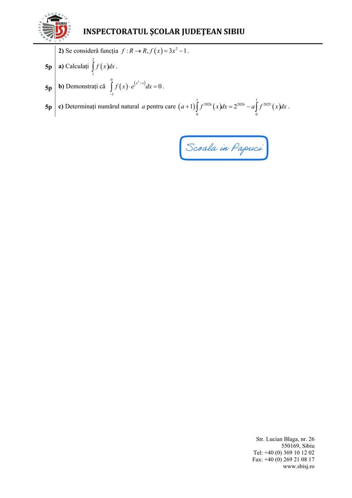 Subiect Simulare Bacalaureat 2026 - Matematică M_st-naturii - 12 Mai 2026 - ISJ Sibiu - P2