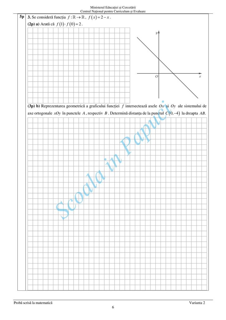 Evaluarea Națională 2025 - Matematică - Varianta de Rezervă - 25 Iunie 2025 - P6