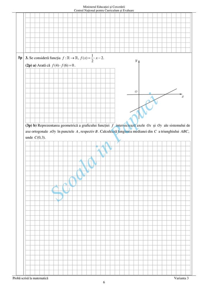 Sesiunea specială - Evaluarea Națională 2025 - Matematică - 3 Iulie 2025 - P6
