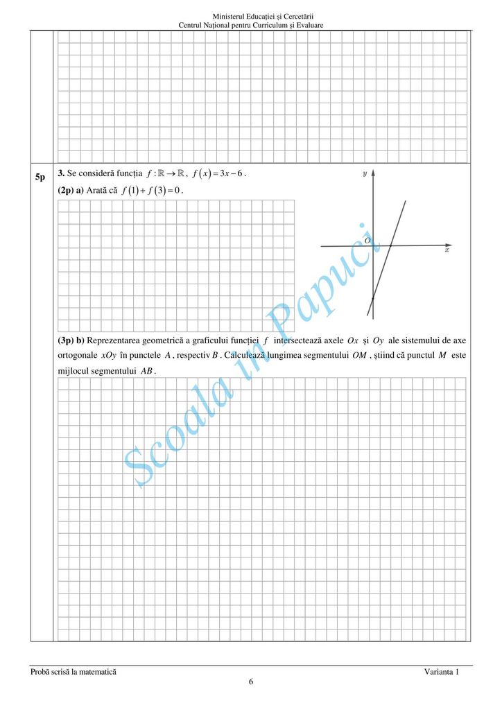 Evaluarea Națională 2026 - Matematică - 24 Iunie 2026 - P6