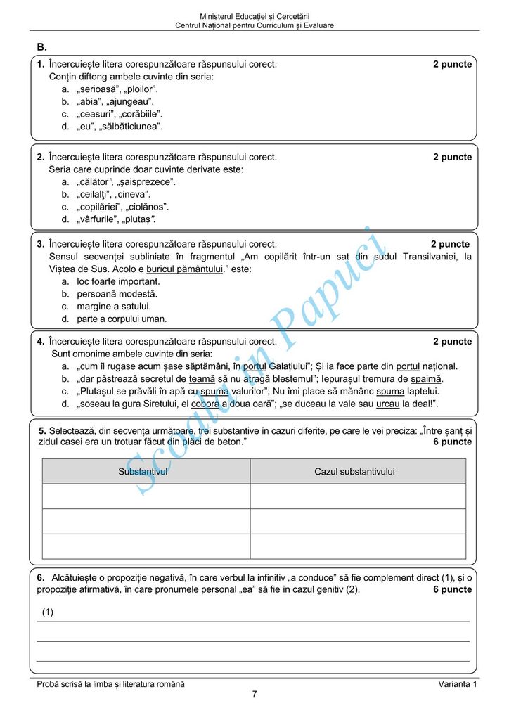Sesiunea specială - Evaluarea Națională 2025 - Limba și literatura română - 2 Iulie 2025 - P7